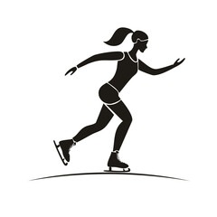Obraz premium Female ice skater silhouette in a dynamic pose vector illustration for winter sports