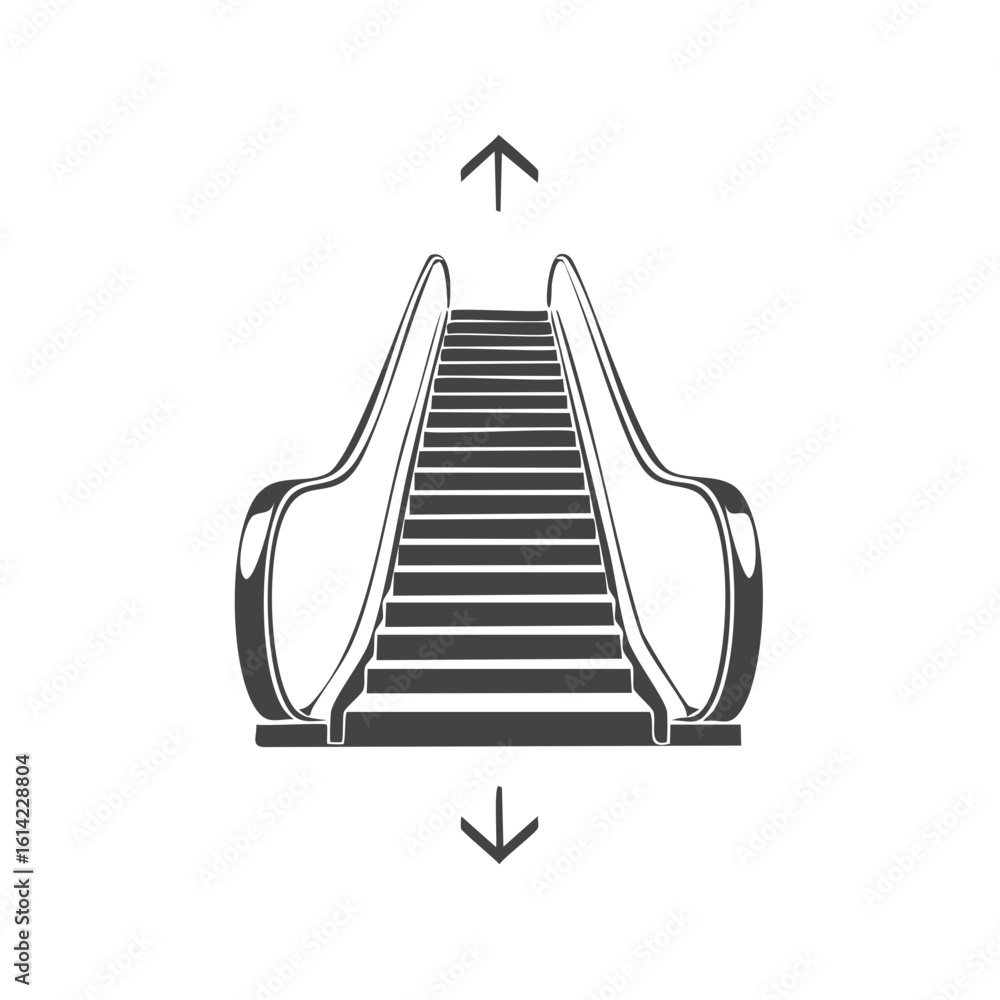 Poster stylized escalator with up and down arrows