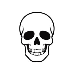 Fototapeta premium Clean Outline Drawing of a Human Skull with Black Fill for Eyes and Nose