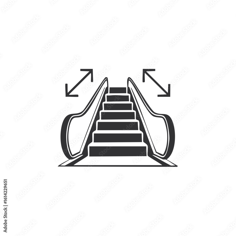 Poster escalator icon with up and down arrows symbolizing movement and choice
