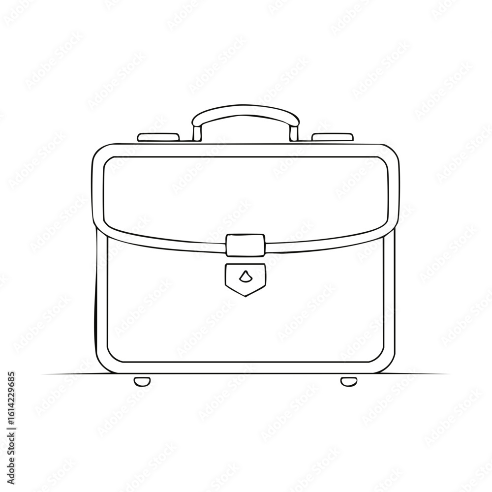 Aufkleber classic briefcase drawing with secure latch and handle