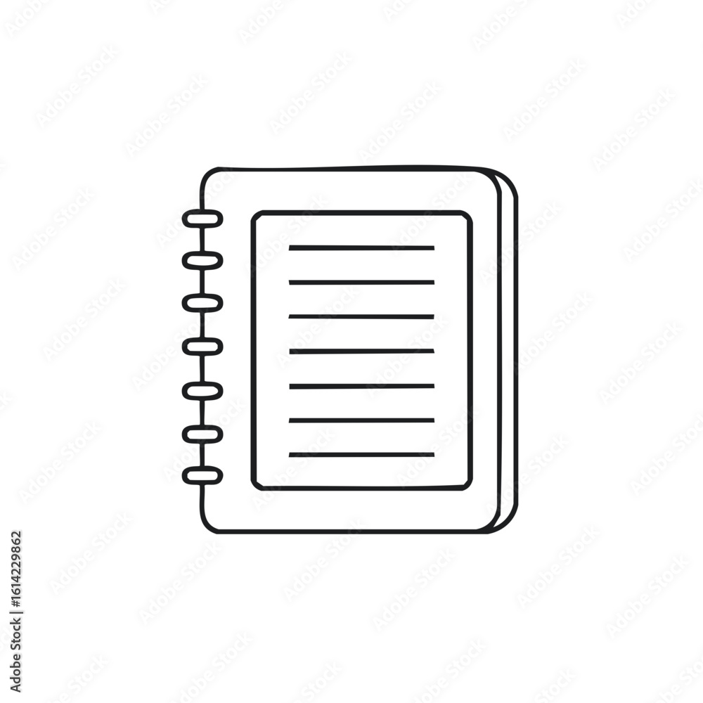 Poster sketch style notebook with lines for notes or journaling information and planning