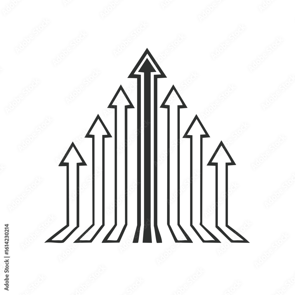 Poster ascending arrows symbolize growth progress and upward trend in a dynamic visual representation