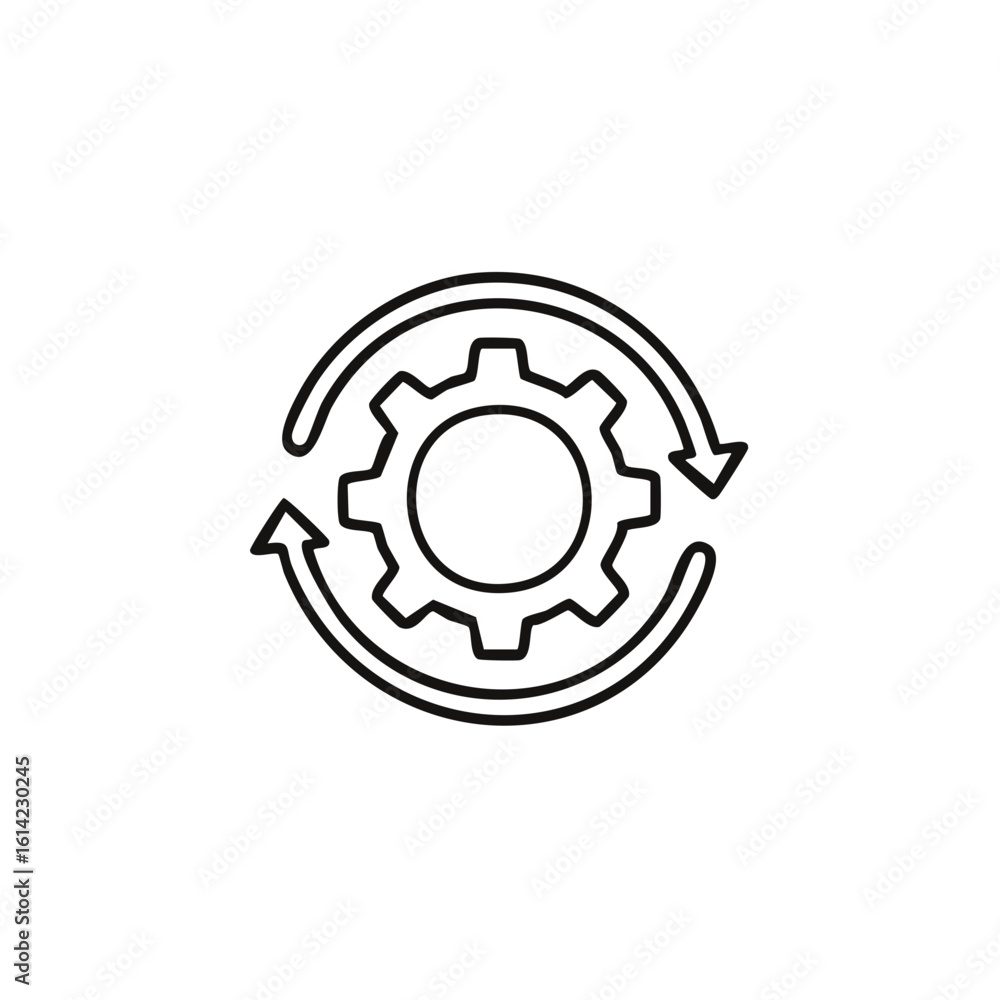 Poster cogwheel and circular arrows representing continuous process or system update