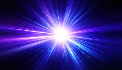 Abstract Burst Of Light In Shades Of Violet And Blue With Starburst Effect On Dark Background