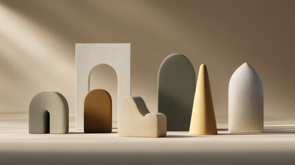 minimalist nativity scene beautifully arranged in clean airy interior flooded with natural light