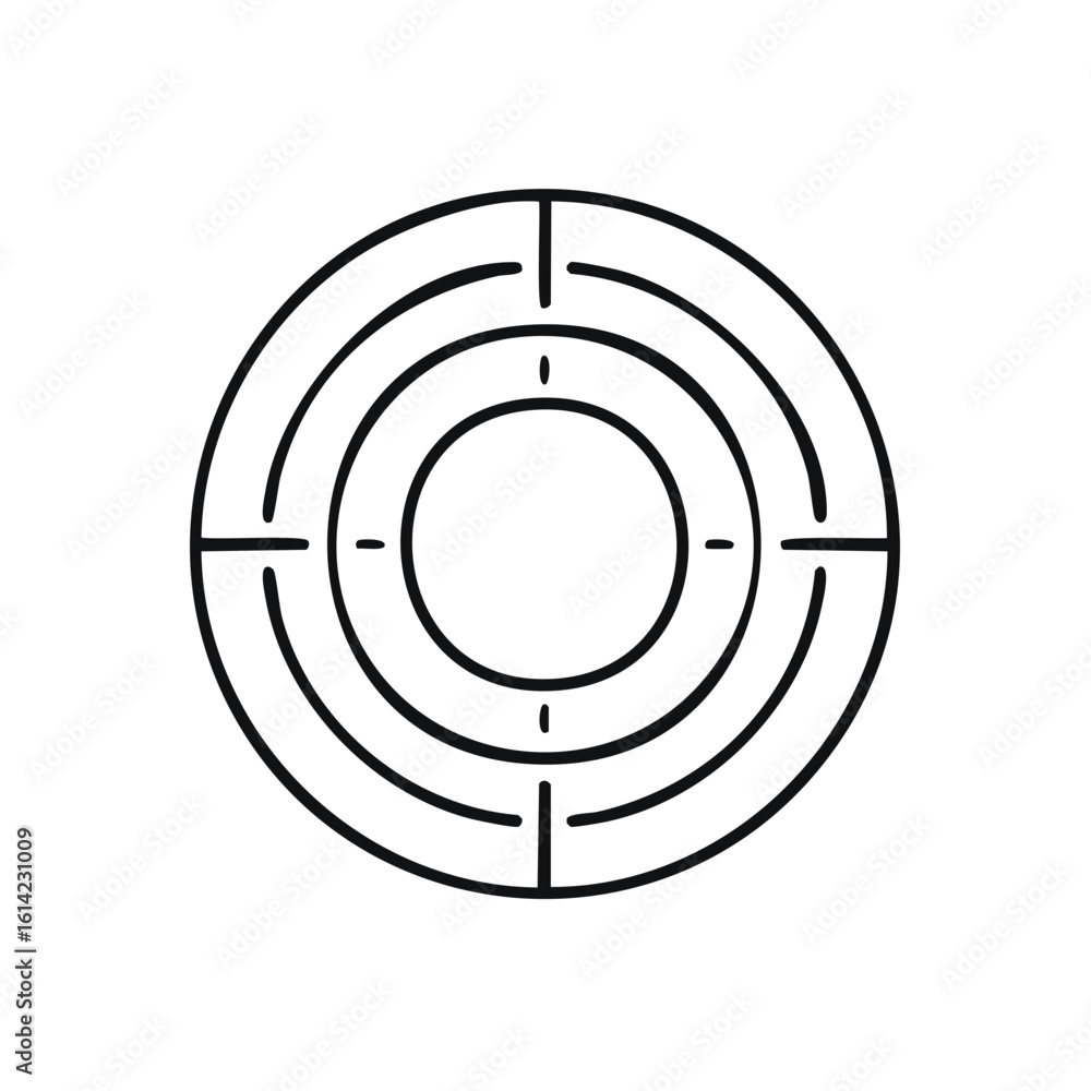 Poster black and white target icon illustration symbolizing accuracy and precision for design element uses