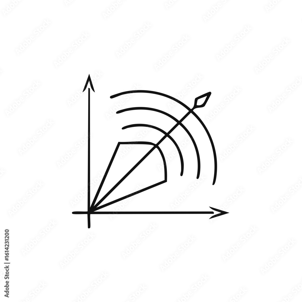 Aufkleber simple line art drawing of bow and arrow on a graph with a target concept illustration