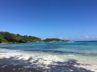 Scenic Tropical Beach in Jamaica with Clear Blue Sky and Emerald Sea