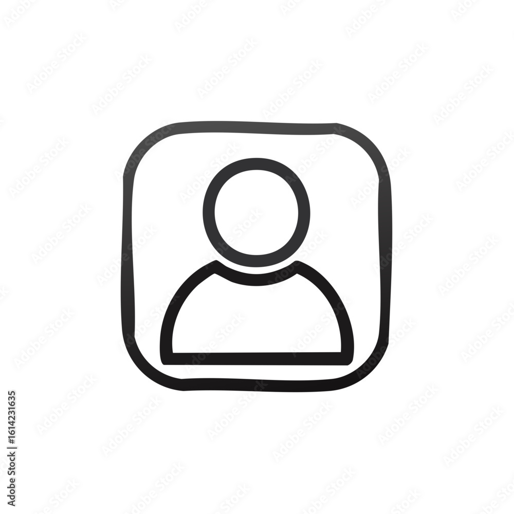 Aufkleber hand drawn user profile avatar icon in a rounded square frame for social media or website login