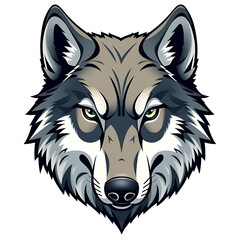 Fototapeta premium Wolf head logo, multicolored and attractive, close-up, transparent background