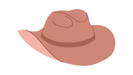 Cowboy Hat with band. Head Fashion accessory cap with wide brim clothing technical illustration. Vector headgear for Men, women, unisex style, flat template CAD mockup sketch outline isolated