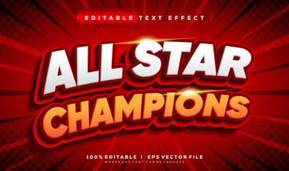 all star champions vector text effect with modern style design