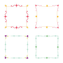 Floral inspired square frames. Decorative edge details. Playful ornate styling.