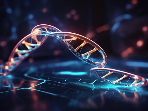 dna strand on a black background