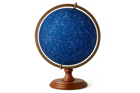 Detailed celestial globe revealing constellation patterns, stellar mapping, astronomical research tool with transparent background, ideal for learning - Powered by Adobe