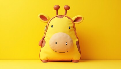 Giraffe Backpack on Yellow Background Cute Child's Accessory
