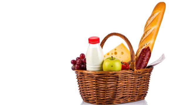 Abundant picnic basket filled with fresh food and a refreshing drink - Powered by Adobe