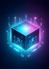 Neon Cube Interface: Data Pulse