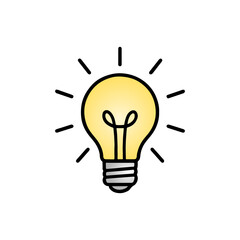Lightbulb Icon with Rays of Light - Idea and Creativity