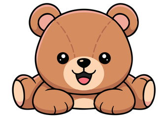 Obraz premium Adorable Cartoon Teddy Bear with Big Eyes and Smiling Face.