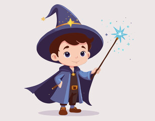 Cartoon Wizard Casting a Magic Spell – Cute Fantasy Character