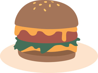Cheeseburger on plate vector illustration