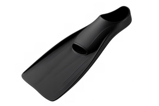 Modern black diving fins on transparent background, perfect for underwater exploration and swimming activities