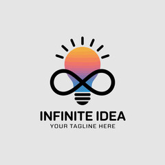 This contemporary light bulb logo, fused with an infinity symbol, represents endless creativity and innovative thinking, making it ideal for companies focused on ideation and solutions.