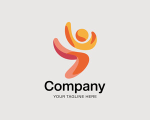 A vibrant logo showcasing an energetic figure in orange and yellow hues, symbolizing vitality, movement, and human spirit, ideal for wellness or fitness brands.