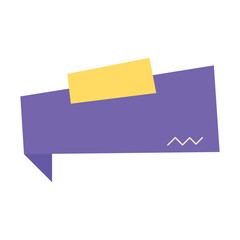 Purple Speech Bubble with Yellow Note Paper