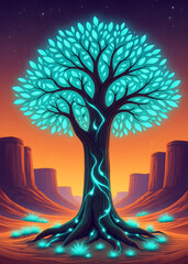 Luminous Oasis: Desert Nightglow