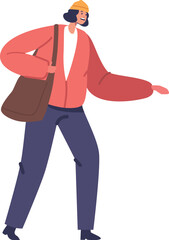 Worried woman rushing outdoors vector illustration