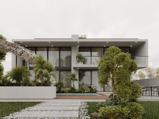 Modern Luxury Residential Architecture with Minimalist Design and Natural Elements

