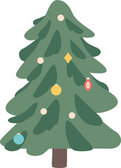Evergreen Christmas tree with decoration