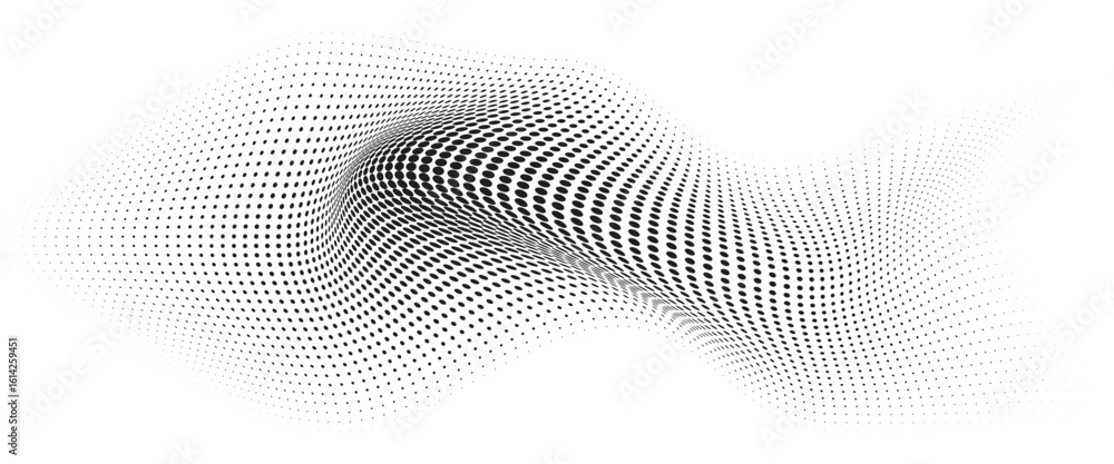 Aufkleber flowing wave dot halftone pattern: curve gradient shape on transparent background. suitable for ai, 