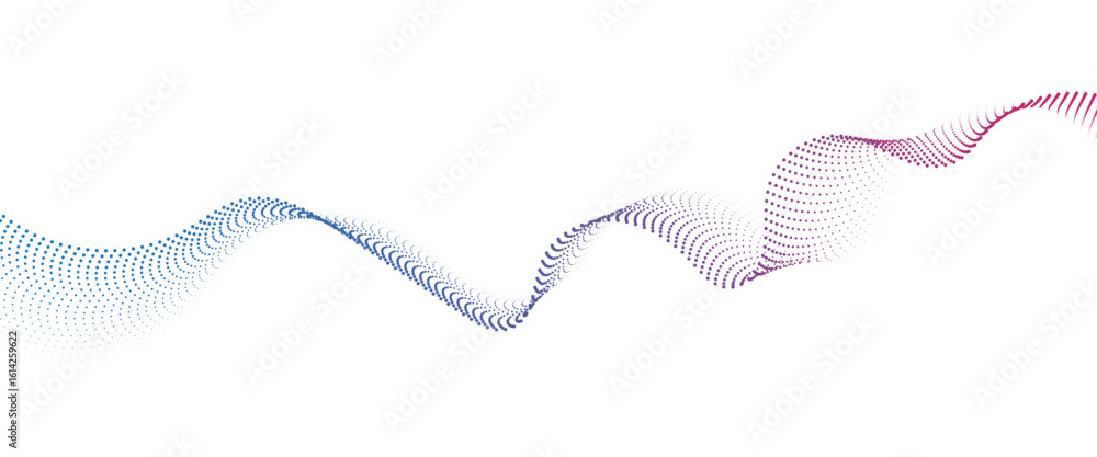 Poster flowing dot wave halftone gradient pattern on transparent background