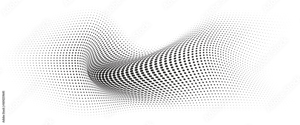 Aufkleber flowing wave dot halftone pattern: curve gradient shape on transparent background. suitable for ai, 