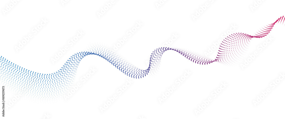 Poster flowing dot wave halftone gradient pattern on transparent background