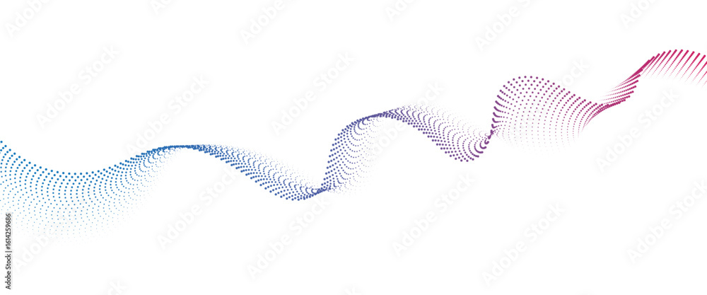 Poster flowing dot wave halftone gradient pattern on transparent background