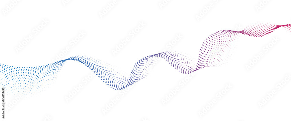 Poster flowing dot wave halftone gradient pattern on transparent background