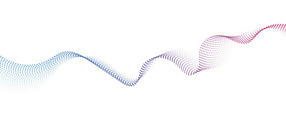 Flowing Dot Wave halftone gradient pattern on transparent background
