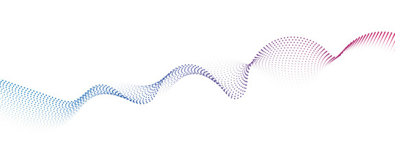 Flowing Dot Wave halftone gradient pattern on transparent background