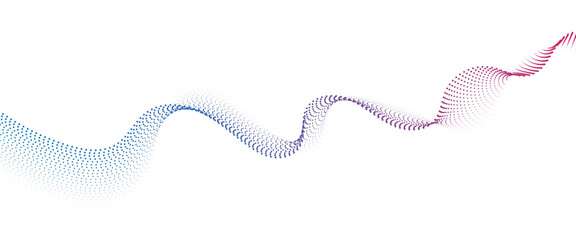 Flowing Dot Wave halftone gradient pattern on transparent background