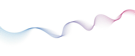 Flowing Dot Wave halftone gradient pattern on transparent background