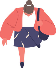 Trendy fashion woman walking topview