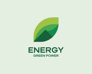 This logo features a minimalist green leaf design symbolizing sustainability and eco-friendliness, ideal for renewable energy companies or environmental organizations.
