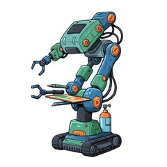 Pixel Art Robotic Arm with Tank Tracks