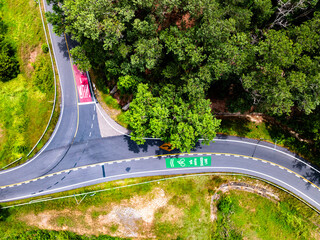 Aerial view curve road transportation background