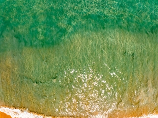 Beautiful sea surface in summer season Drone top view nature ocean background